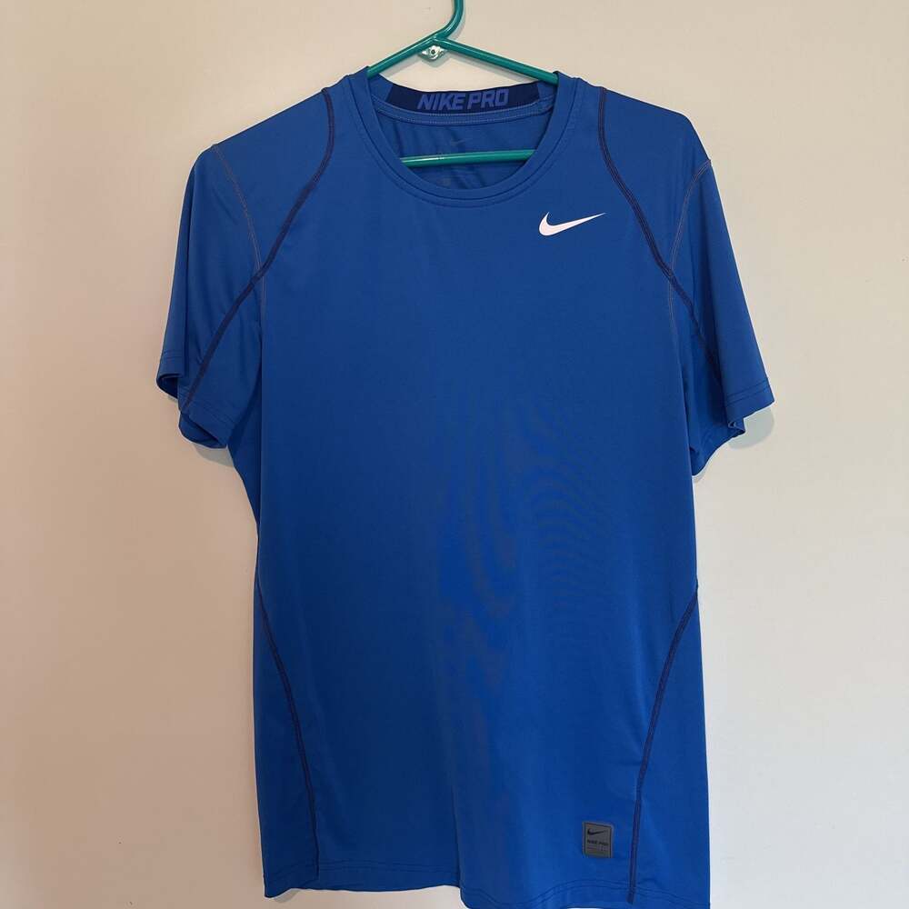 Nike Pro Combat Men's Blue Dri-Fit Fitted Short Sleeve T-Shirt